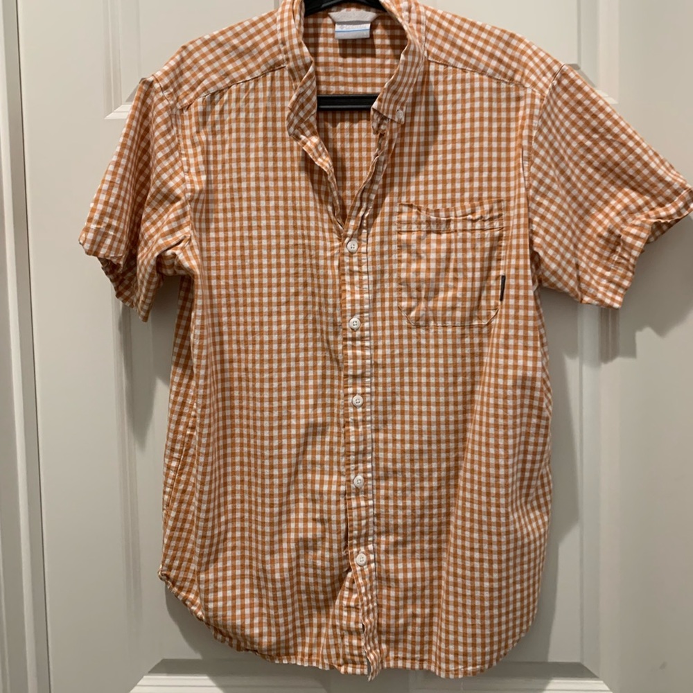 Columbia Orange Plaid Button Up
